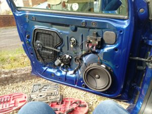 The passenger door, less the interior trim