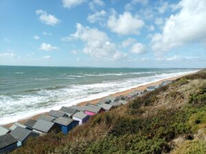 A view of the cost from Milford-on-Sea. It's bright and sunny.