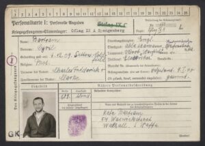 German POW record, front card